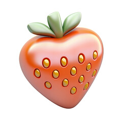 A cartoonish, glossy, 3D strawberry image.