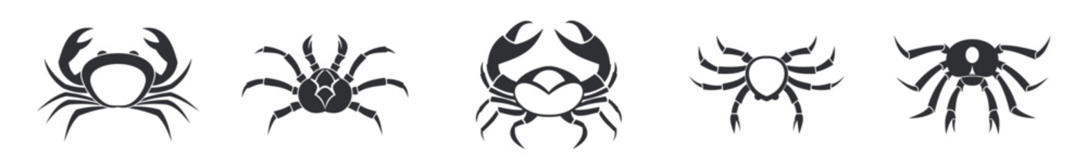 Crab animal set silhouette creative design . vector