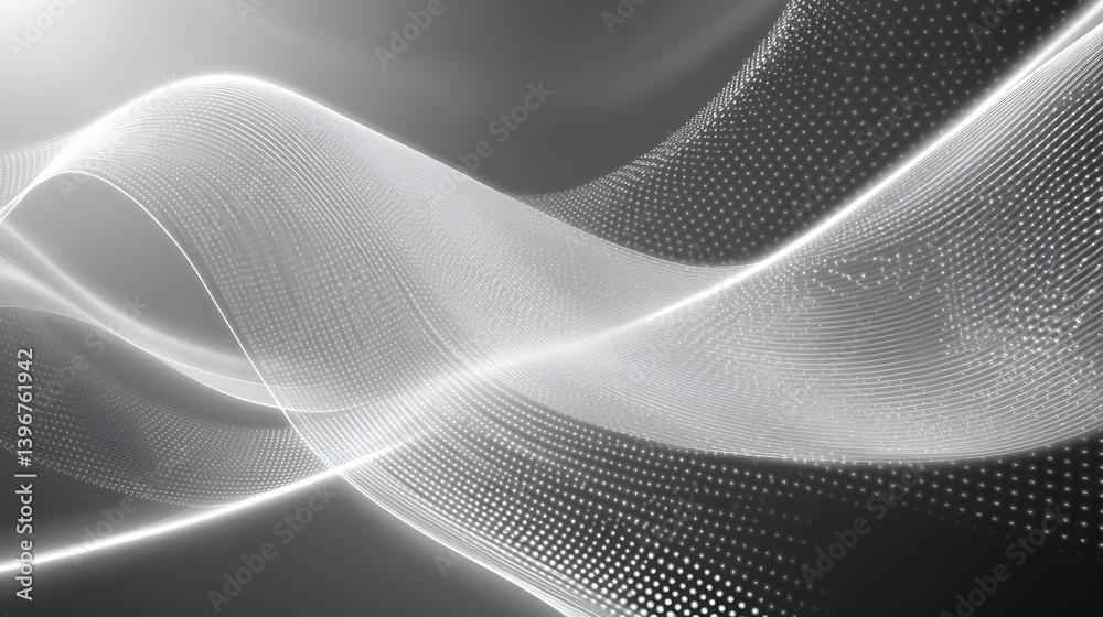 Aufkleber abstract black and white waves with light effects and dotted patterns creating a dynamic flow