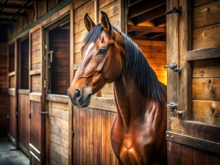 Stable Horse, Brown Horse Stable, Horse in Barn, Equestrian Photography, Horse Portrait, Farm Animal, Equine Photography, Majestic Horse, Peaceful Horse, Dark Brown Horse