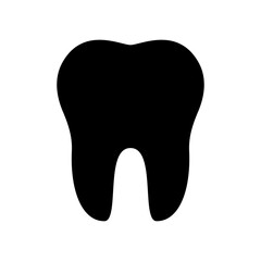 simple flat icon of a tooth. black silhouette design isolated on white background, perfect for dental care, health, and oral hygiene concepts.