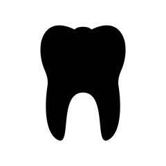 simple flat icon of a tooth. black silhouette design isolated on white background, perfect for dental care, health, and oral hygiene concepts.