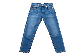 Blue jeans isolated, denim pants fashion apparel on transparent background