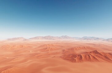 Fototapeta premium Expansive desert landscape under a vast, clear sky.