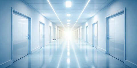 Macro-blurred white hospital hallway; perfect design background.