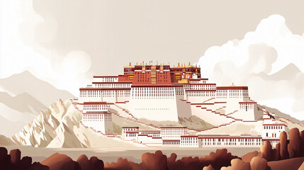 Explore Mystical Ancient Tibetan Fortress: Traditional Architecture & Scenic Landscape