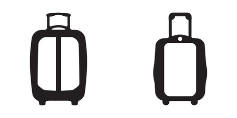 Collection of various luggage types in silhouette vector design on white background