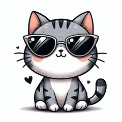 Cute cartoon kitten pet, a funny feline baby sitting with a sweet smile