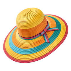 Summer beach hat top view isolated on white background