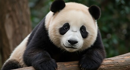 Naklejka premium Curious giant panda in natural habitat