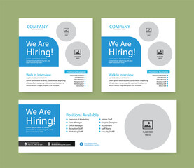 We are hiring job vacancy social media post banner design template with blue color. We are hiring job vacancy square web banner design.