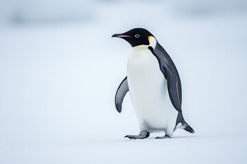 Fototapeta premium Emperor Penguin Walking Gracefully – Stylish Wildlife Photography on White Background