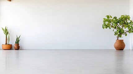 Interior design showcase minimalist space artwork display contemporary environment wide-angle view white background art