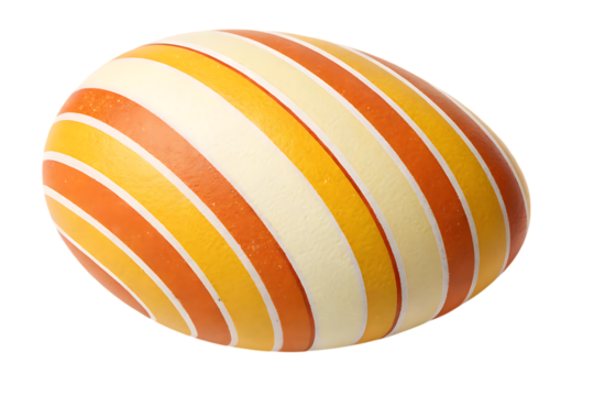 Striped sphere: abstract orange, yellow, and white ball on transparent background