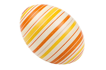 Striped easter egg with yellow and orange on transparent background