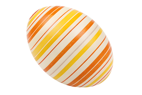 Striped easter egg with yellow and orange on transparent background