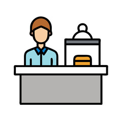 Hotel Receptionist at Front Desk Icon Design
