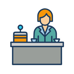 Obraz premium Hotel Receptionist at Front Desk Icon Design