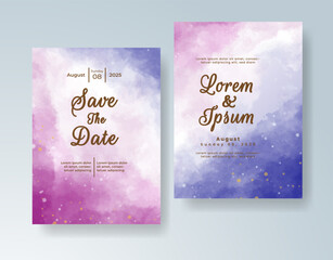 Wedding invitation with abstract watercolor background