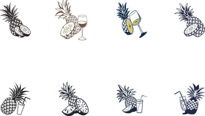 Pineapple slice various vector design 01