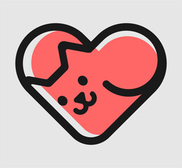 Love & cat logo. Love emoticon