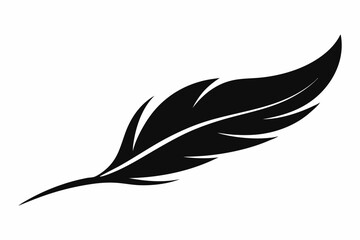 feather blowing in wind silhouette vector illustration © mstsokera