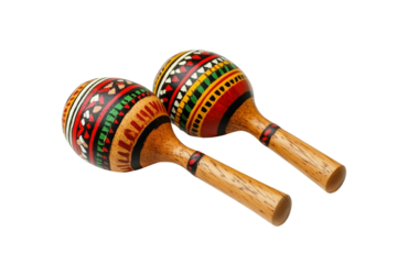 wood Fiesta Mexican Maracas Instrument isolated on transparent background