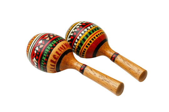 wood Fiesta Mexican Maracas Instrument isolated on transparent background