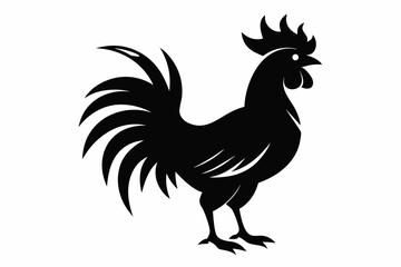 rooster crowing silhouette vector illustration
