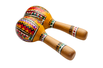 wood Fiesta Mexican Maracas Instrument isolated on transparent background