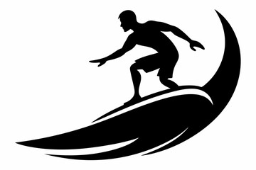 surfer riding wave silhouette vector illustration