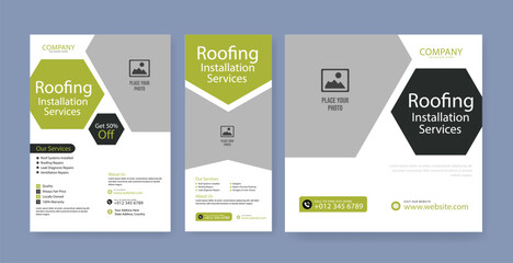 roofing service social media post and roll up banner, flyer, template