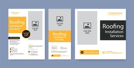 roofing service social media post and roll up banner, flyer, template