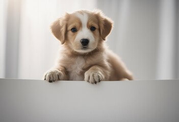 white puppy banner over lovely young short dog card message cute eye pretty pet whelp up high alert bulldog ear small paw french domestic billboard animal background portrait expression breed funny