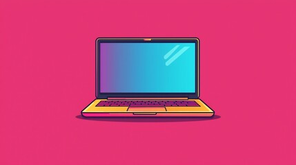 Colorful Laptop Graphic on Pink