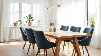modern dining room with table