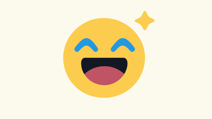 Happy and Excited Emoji Vector with Sparkling Star Eye Expression, Ideal for Communication and Social Media Designs
