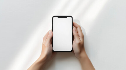 Smartphone Mockup Hands-Holding Blank White Screen