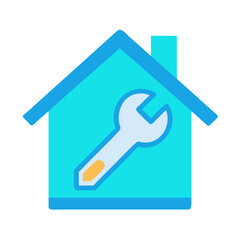 House with Wrench Repair Icon Design