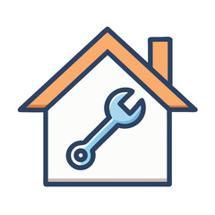 House with Wrench Repair Icon Design