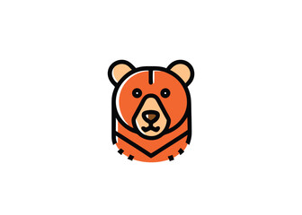 Bear. Roaring bear logo. Bear growing, grinning vector illustration on minimalist logo, Icon, element.