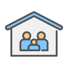 family filled outline icon. family color line illustration.