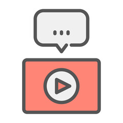 movie review filled outline icon. movie review color line illustration.