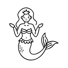 mermaid icon, mermaid line art - simple line art of mermaid, perfect for mermaid logos and icons