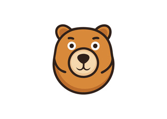 Bear Head in doodle simple style on white background. Bear. Roaring bear logo. Bear growing, grinning vector illustration
