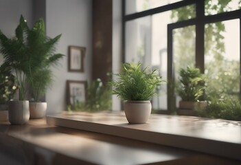 interior plant background 3d rendering clear home floor contemporary leaf wall white illustration architecture living wood room copy space render three-dimensional houseplant twig indoor design house