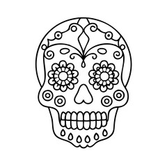 mexicansugarskull icon, mexicansugarskull line art - simple line art of mexicansugarskull, perfect for mexicansugarskull logos and icons