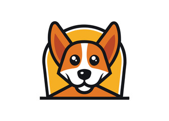 pet logo design for brand. cartoon dog hiding scared, vector illustration design.