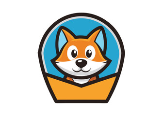 Cute puppy with too cute Vector premium illustration of cute dog hiding logo isolated on white background