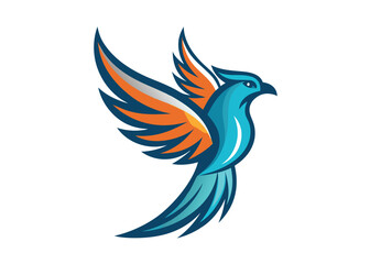 Bird with a colorful. Cute Blue Bird Cartoon Singing Vector Illustration Animal Education Icon Concept